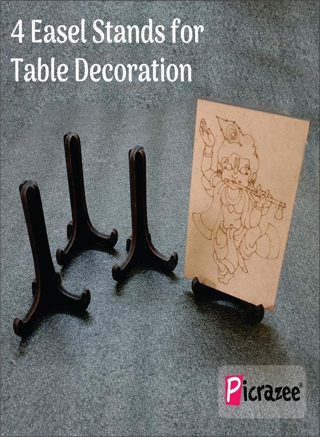 PICRAZEE DIY Art & Craft Kit With Pine MDF Base | Acrylic Colors, Brushes, Palette & Easel | Ideal For Oil & Acrylic Painting, Decoupage, Lippan, Texture Art, Resin & Kids DIY Projects (M2),Brown - Image 4